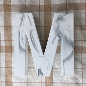 White and Grey Marble “M” Accent Piece